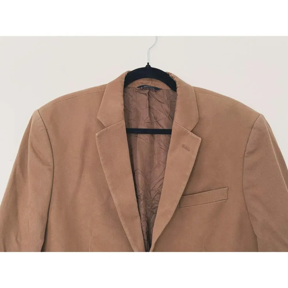 Banana Republic Mens Cotton Blazer Sports Coat Size 44 Tan Business Prep Classic